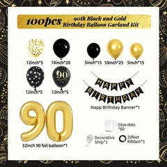 90th Decorations for Men with Happy 90th Decorations Banner 90 Balloon Number…