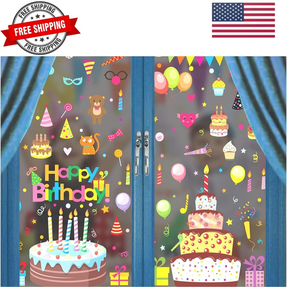 Happy Birthday Window Clings,131Pcs Birthday Decorations Stickers,Unique Birt…