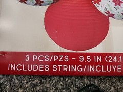 Poinsettia Paper Lanterns 1 Solid Red 2 With Print Christmas 9.5″ Decoration