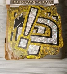 Congrats Grad Gold & Silver Glitter 7 Ft Jointed Party Banner New