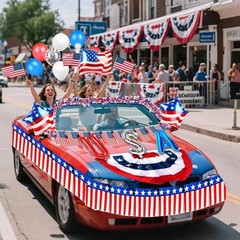 4th of July Kit, Patriotic Parade Golf Cart Decor – Foil Fringe Garland, Plea…