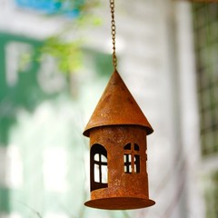 Rustic Metal Castle Candle Holder Hanging with Compact Size for Table and Shelf