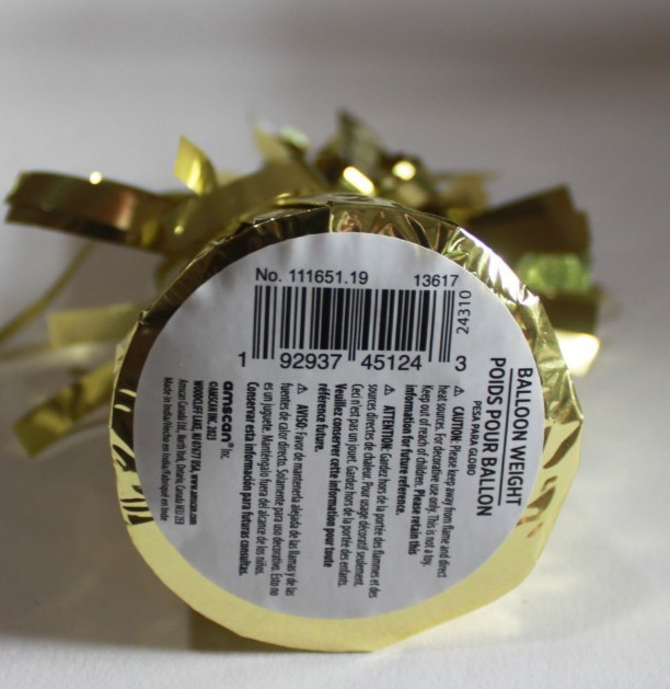 Gold Balloon Weights, Pack of 6Metallic Foil