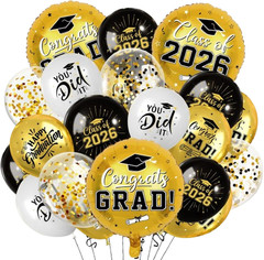 Black and Gold Graduation Balloons Graduation Decorations 2026, 51Pcs Grad Latex