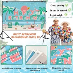 ssailue decor 5ft x 3ft Hawaiian Luau Retirement Banner – Green, Bright Colors –