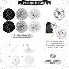 Black and Silver Birthday Party Decorations for Men Women Boys Girls Happy Bi…