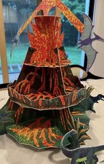 Epic Dinosaur Party Cupcake Stand Volcano With Spinning Pterodactyl Top Jurassic