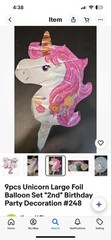 6pcs Unicorn Large Foil Balloon Set «2nd» Birthday Party Decoration Read Descrip