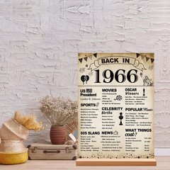 60th Birthday Party Decorations – Vintage 1966 Acrylic Sign & Stand, Table Decor
