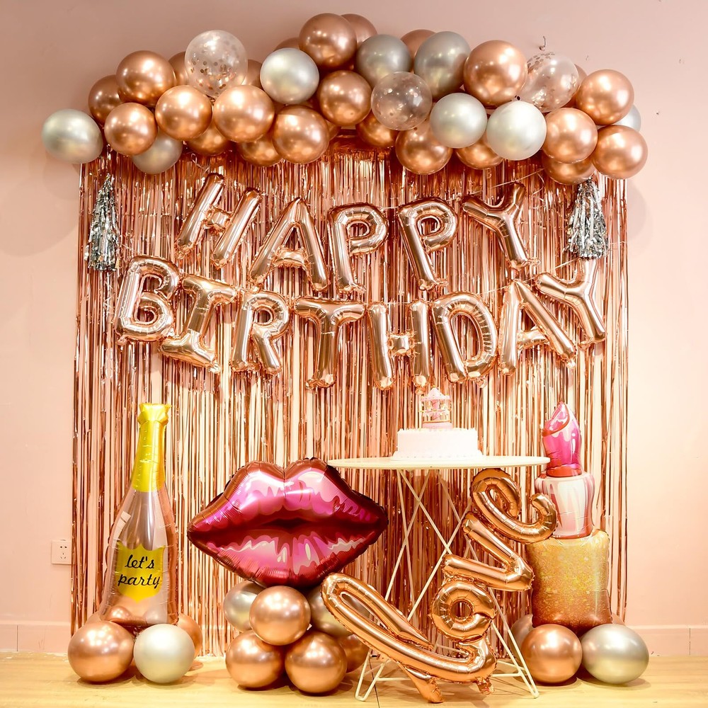 Rose Gold birthday decorations for women ，happy birthday party decorations fo…