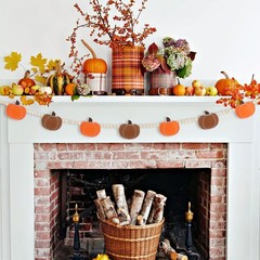 DAZONGE Fall Decor, Fall Decorations for Home, Felt Pumpkin Garland and Wood