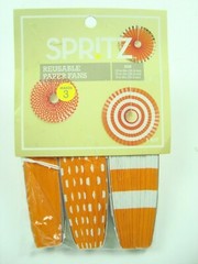 Spritz Reusable Paper Fans 3 count Orange