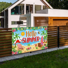Summer Banner Summer Party Decoations 71X43 Inch Large Summer Beach Backdrop Ban