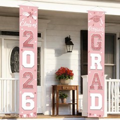 Graduation Decorations 2026, Pink Rose Gold Door Porch Signs, Graduation Bann…