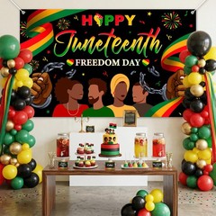 Happy Juneteenth Banner Happy Juneteenth Decorations Backdrop African American