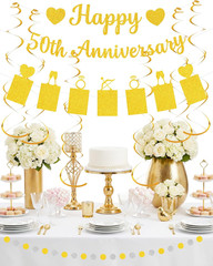 50Th Wedding Anniversary Party Decoration Set – «Happy 50Th Anniversary» Banner,