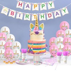 Unicorn Birthday Decorations for Girls – Party Supplies with Plates, Napkins,