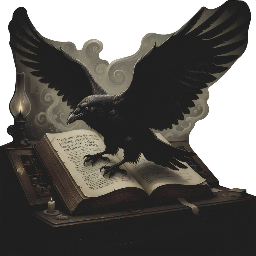 SP13612 Edgar Allan Poe Raven Nevermore Book Art Cardboard Cutout Standee Standu
