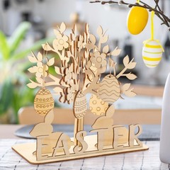 2 Set Egg Tree Wood Crafts DIY 8.6 Inch Tabletop Centerpiece Sign Painting