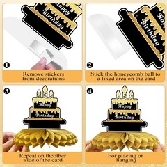 9 PCS 40th Birthday Decorations 1986 Table Toppers Black & Gold Centerpieces