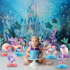 Mermaid Party Decorations, 12 Pcs Ocean Theme Table Decoration Set with under t