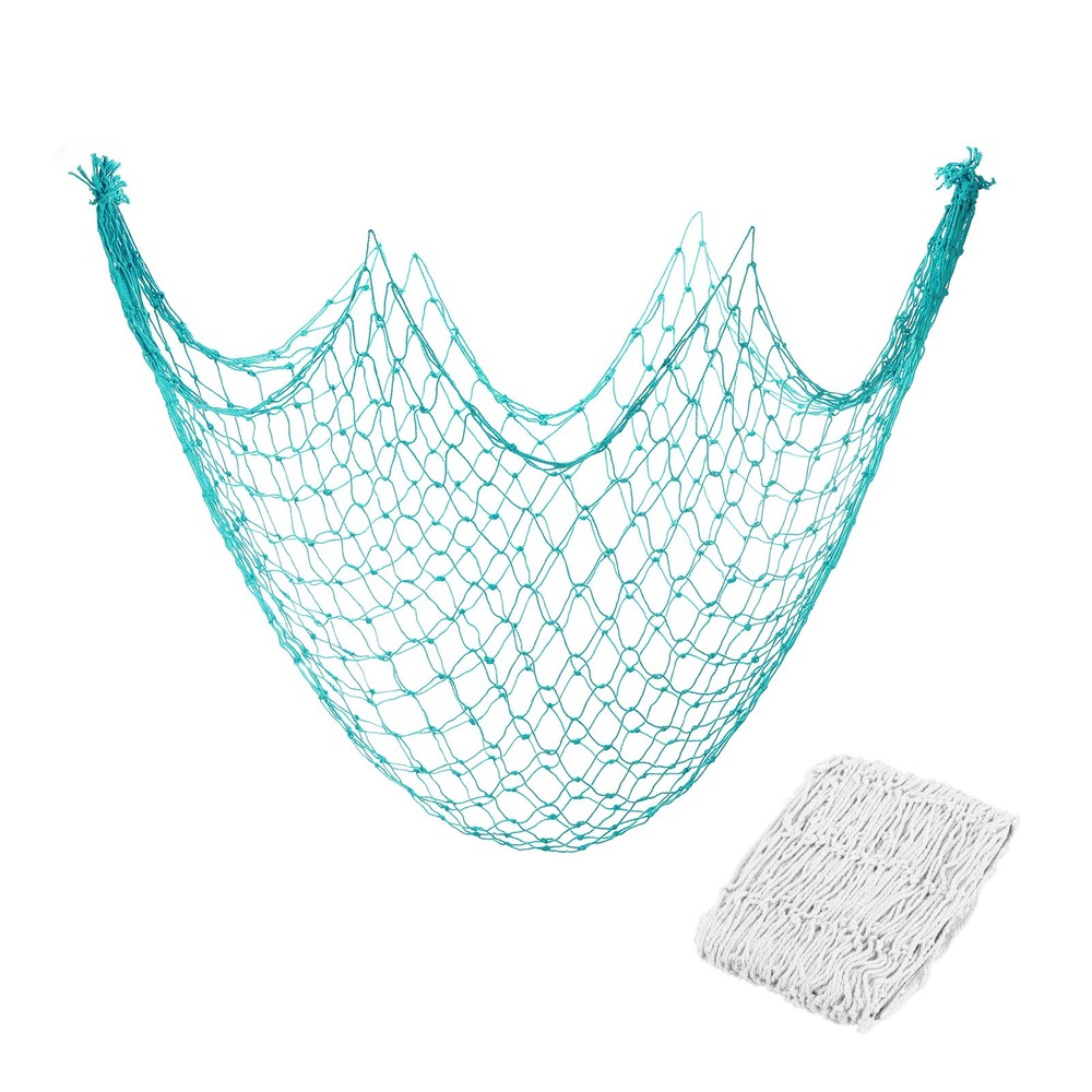 2 Pack Decorative Fishing Net Decor, Beige and Peacock Blue 80×40 Inch Net