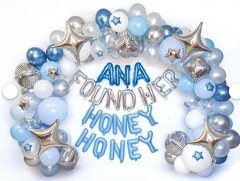Blue Balloon Arch kit, Blue and White Balloon Garland with 22 Inch Disco Ball…
