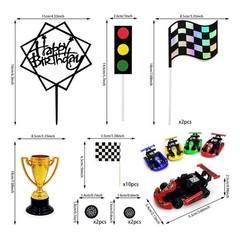 Racing Car Cake Decoration Car Cake Topper Happy birthday Card Inserted for K…