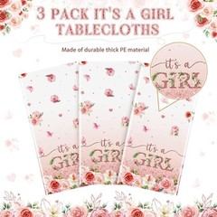 3 Pack Floral Baby Shower Tablecloth Decorations, It’s a 3 Pack, Multi Color