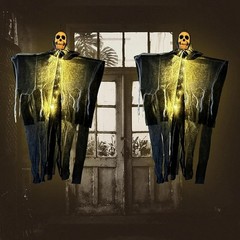 Halloween Hanging Glowing Skull Ghost Skeleton Gauze Scary Haunted House Decor
