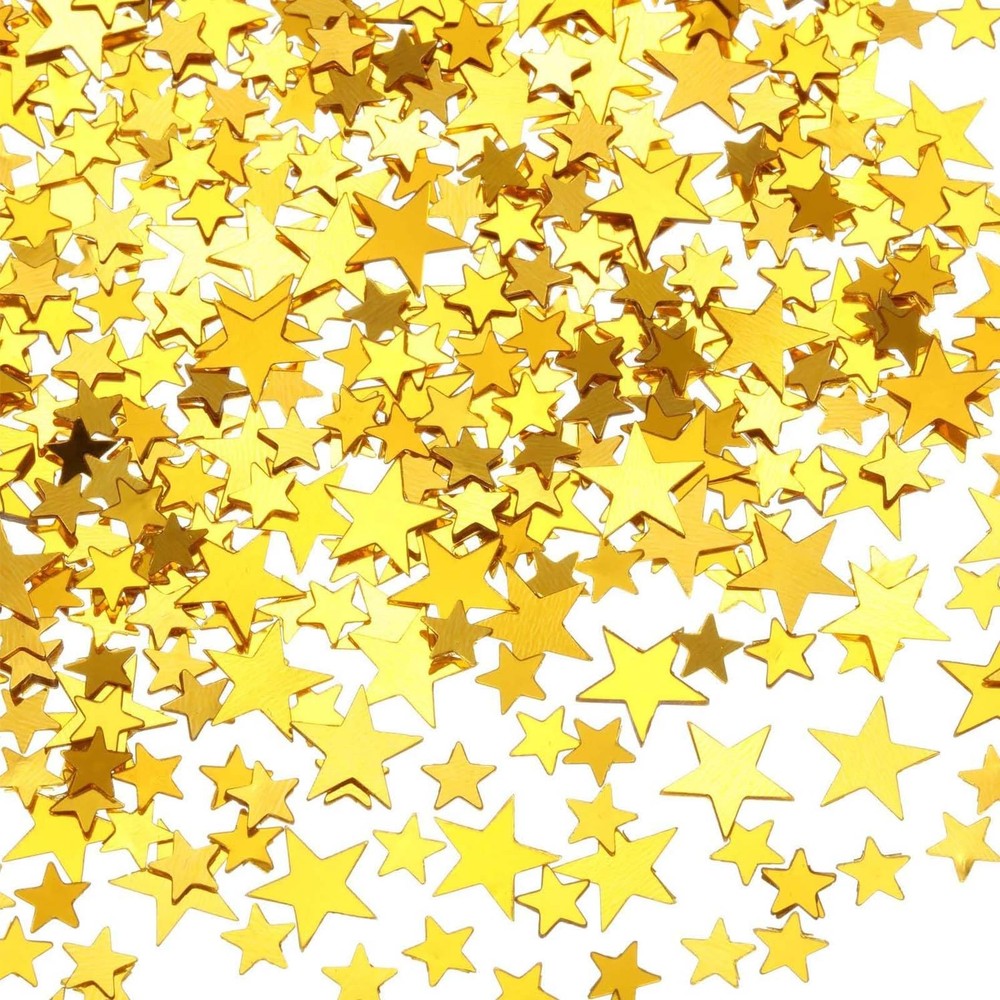 60g Glitter Gold Star Table Confetti 10mm 6mm Metallic Foil for Parties