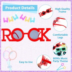 9 Pack Rock Music Funny Sunglasses Decor 80s 90s Music Party Supplies Radio S…