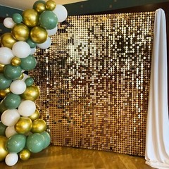 24 Pack Shimmer Wall Backdrop Party Decorations, 12×12 Gold Sequin Wall Panels