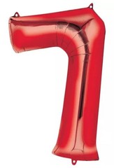 BRAVA! Number “7” Single PC 34” Foil Balloon – Red