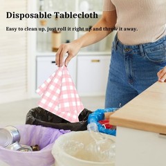 4 Pcs Pink Gingham Tablecloth 54 × 108 Inches Pink and White Checkered Tabl
