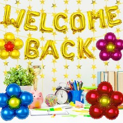 16 Inch Gold ‘WELCOME BACK’ Balloon Banner, Mylar Letter Balloons with 18 Inc…