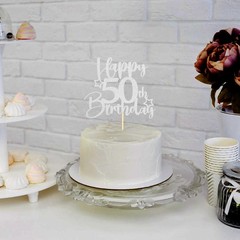 1 PC 50th Birthday Cake Topper DoubleSided Silver Glitter Star Decoration