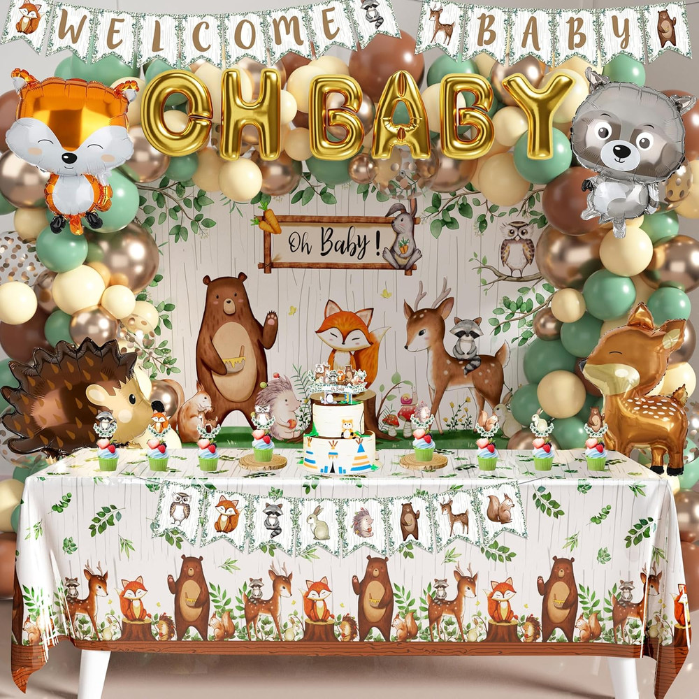 BORAMDO Woodland Animals Baby Shower Decoration Pack Forest Animal Neutral Gende