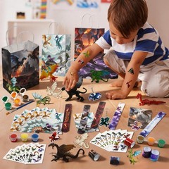 132Pcs Dragon Party Favors & Decorations – Mini Toys, Keychains, Painting Kits &