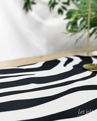 Zebra Table Runner Black and White Striped Texture for 72 inches Black Lines