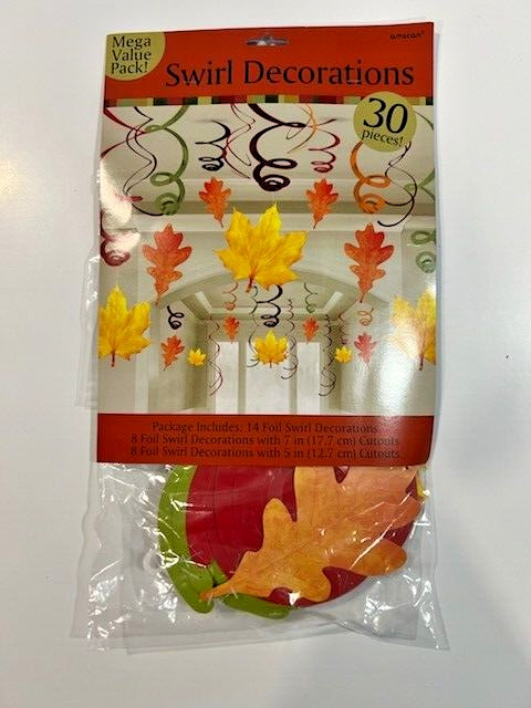 Fall Leaves 30 Piece Swirl Hanging Decorations Mega Value Pack Halloween Autumn