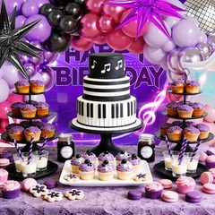 175Pcs Dark Night Kpop Balloons Arch Kit, Black Metallic Pink Purple Disco Ba…
