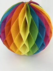 Vintage Multicolor Honeycomb Tissue Paper Ball Decor Lot of 3 14” Diameter