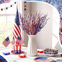 Versatile 16-Pack Red, White & Blue Glitter Sticks for 4th of July Celebrations