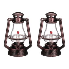 Dollhouse Micro Lantern, 2.76″ Height, Plastic Mini Kerosene Lamp Copper, 2pcs