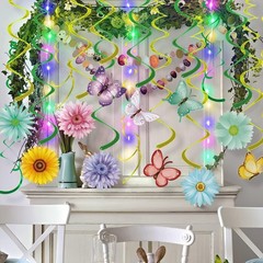33pcs Spring Hanging Decorations for Home – Flower Butterfly Hanging Swirls