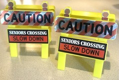 Novelty Gag Funny Over the Hill Caution Seniors Crossing Slow Birthday Cake Kit