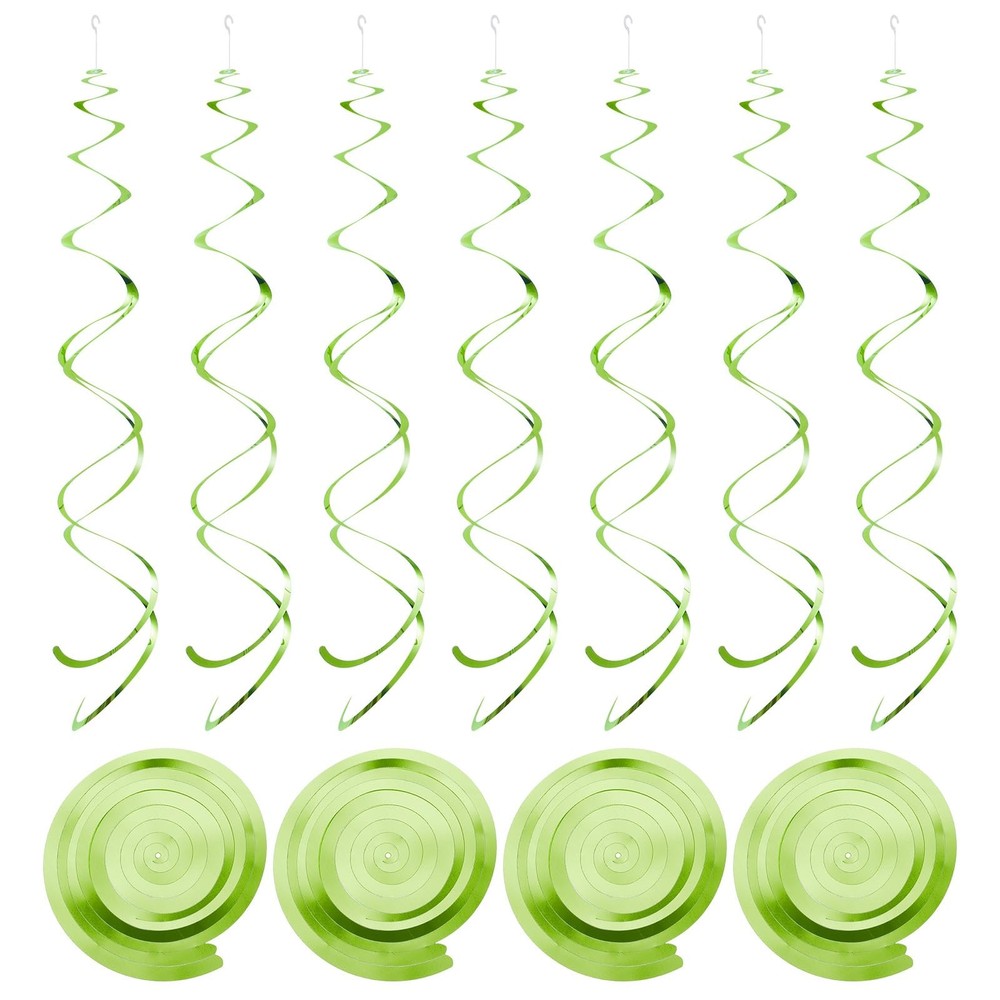 18 Pcs Light Green Party Hanging Swirls Double Strip Ceiling Decorations Set