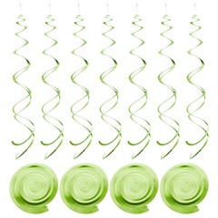 18 Pcs Light Green Party Hanging Swirls Double Strip Ceiling Decorations Set