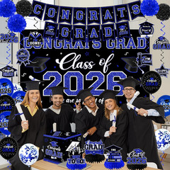 Graduation Decorations Class of 2026,Blue Graduation Decorations 2026- Congrats